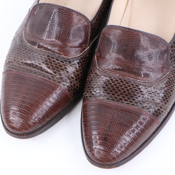 Vintage Genuine Lizard Dress Shoes Loafers Brown main image 5